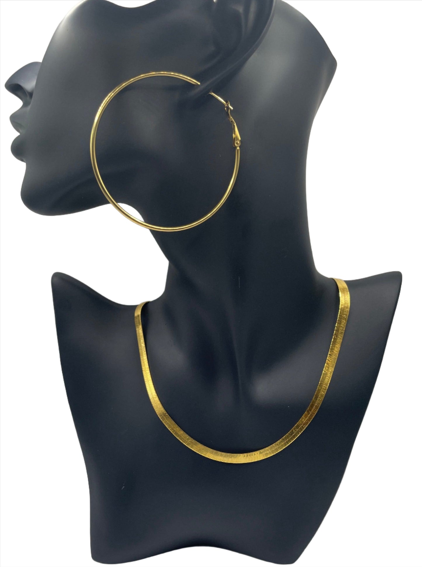 18k Yellow Gold Hoops & Herringbone Set